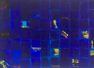Abstraction mosaïque bleue - Tableau par Gerard Berner