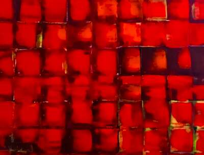 Abstraction mosaïque rouge - Tableau par Gerard Berner